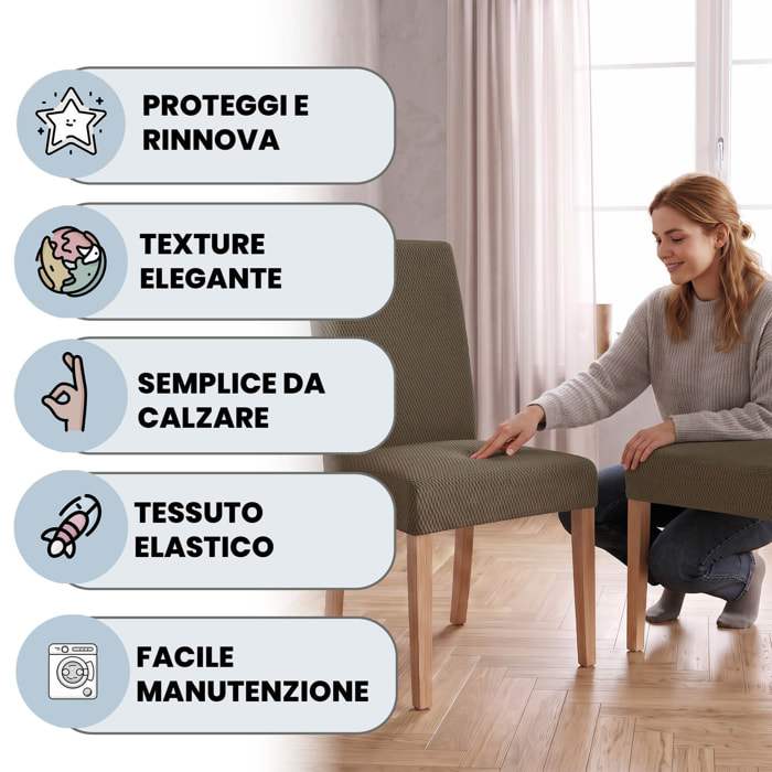 COPPIA VESTISEDIA CON SCHIENALE FASHIONABLE, Microfibra/Cotone/Elastan - TORTORA