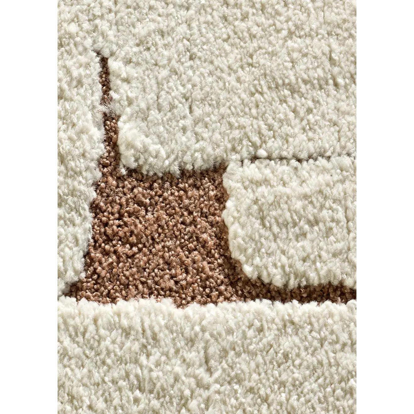 CANDELA Alfombra pelo corto étnica con relieve en crema y terracota, varias medidas disponibles