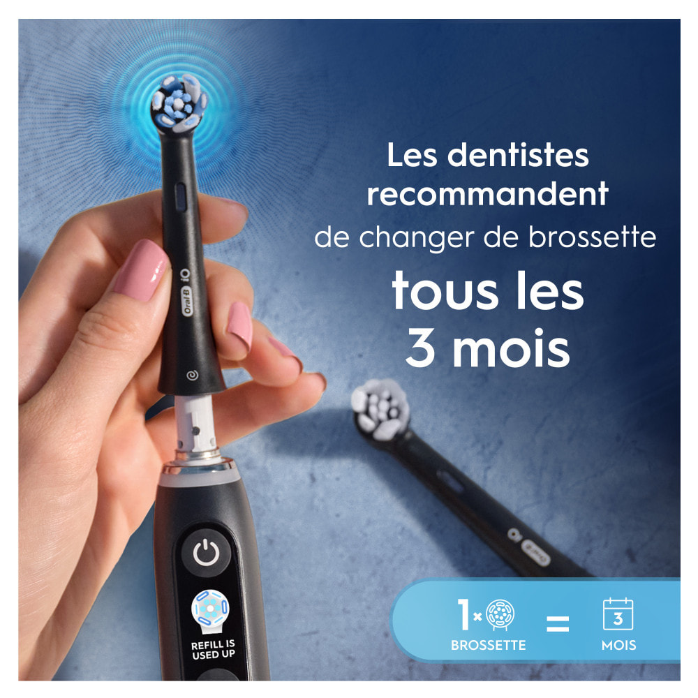 Oral-B Série iO Ultimate Clean Noir, Brossettes rondes Authentiques, Brins CrissCross, Élimination de la plaque dentaire, 6