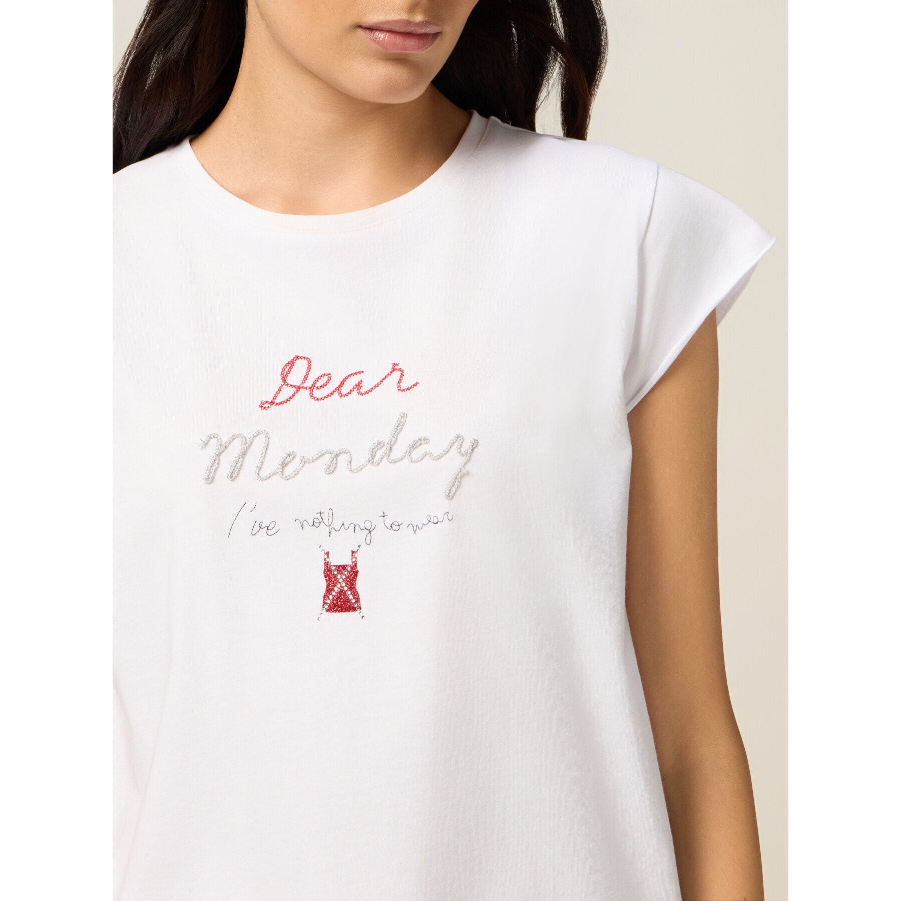 Oltre - Camiseta con bordado de letras - Blanco