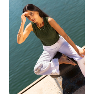 Top de mujer de crochet en algodón con tirantes anchos