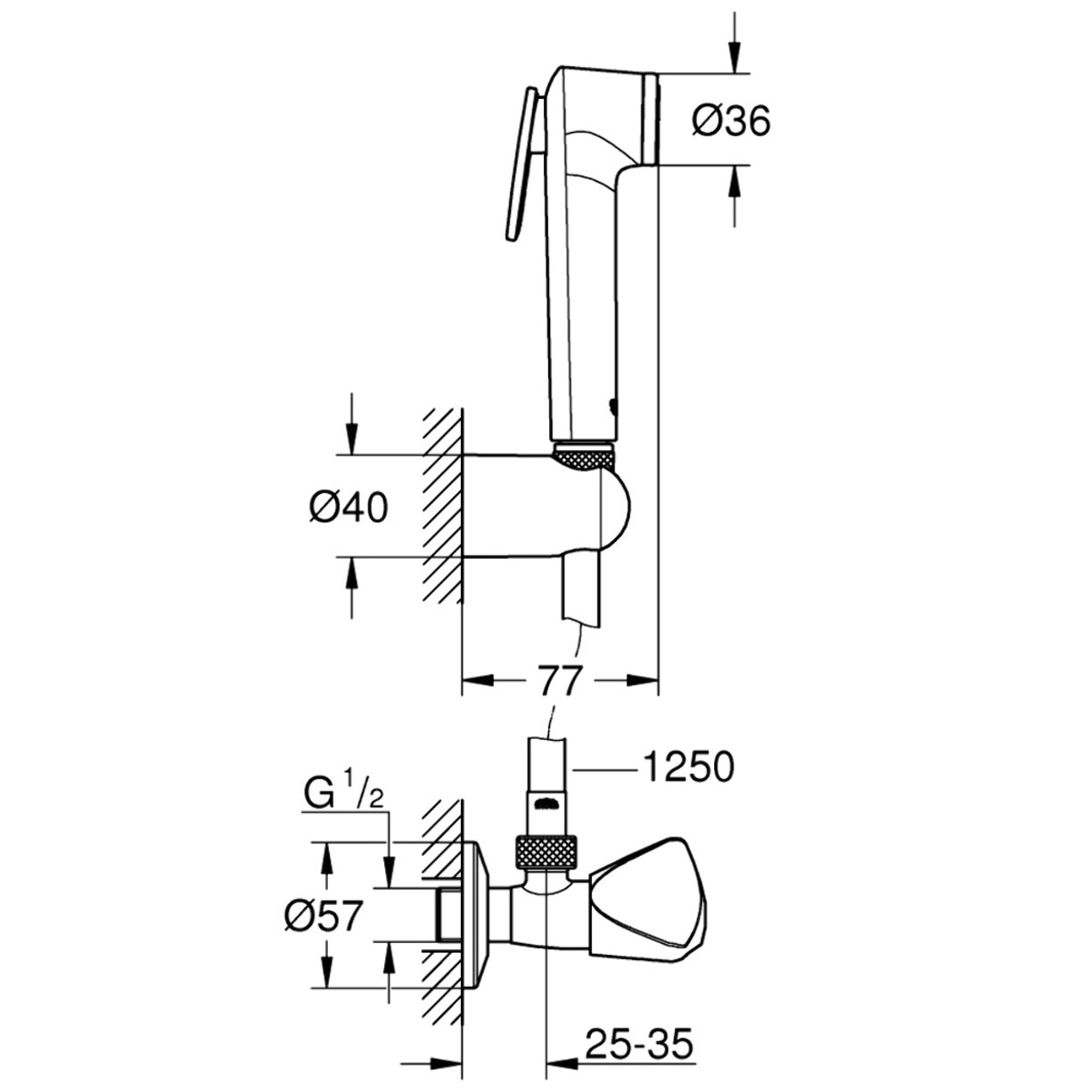 GROHE Ensemble robinet d’arrêt 1 jet Tempesta-F Trigger Spray 30 chromé