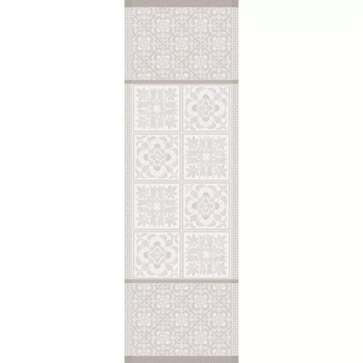 Chemin de table pur lin anti tache motif jacquard Harmonie beige