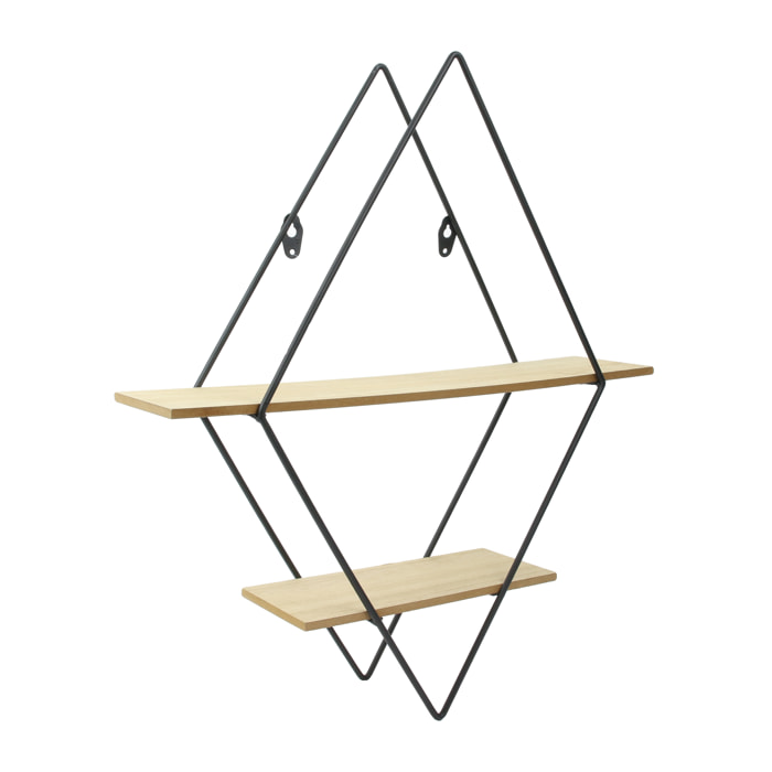 Etagere Bois Metal Losanges 40x10x46cm