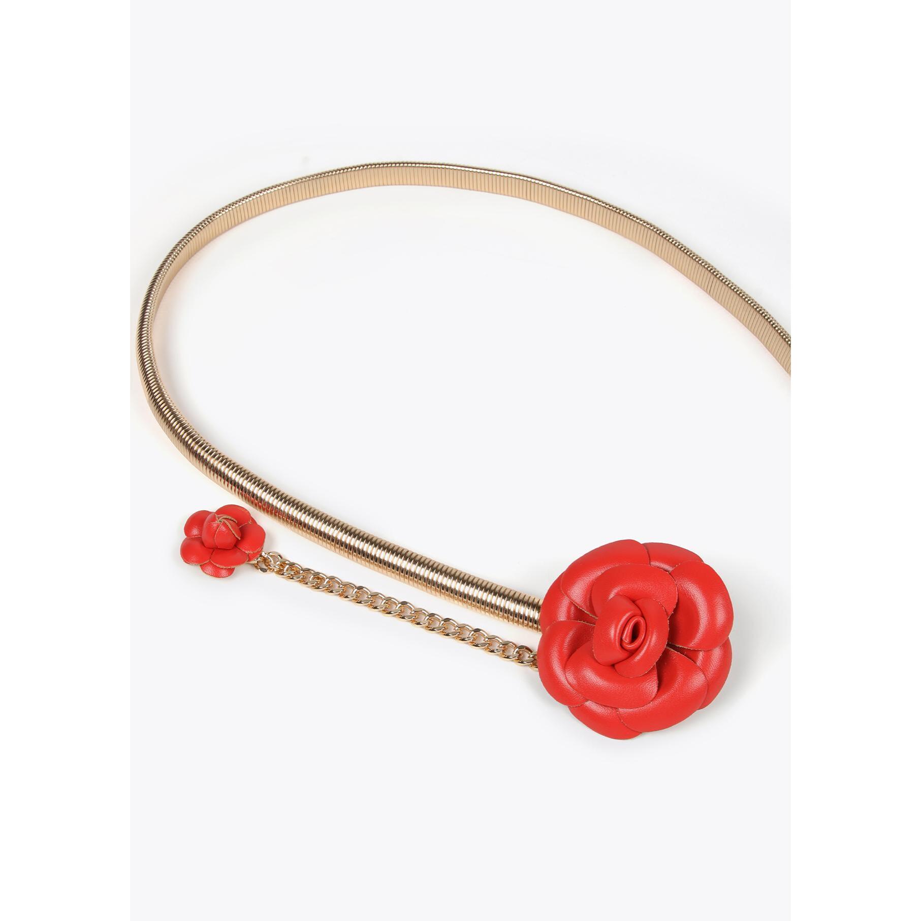 Cintura elasticizzata metallo fiori effetto pelle