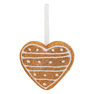 Sujet cœur cookie paillettes polystyrène H.9cm marron