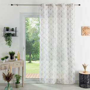 Voilage brodé style art déco - Beige