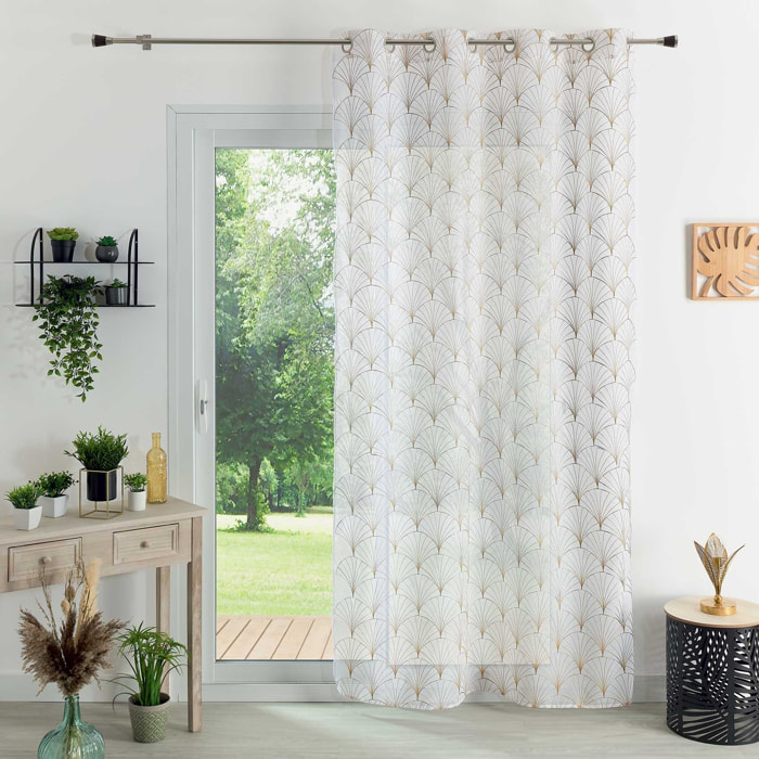 Voilage brodé style art déco - Beige