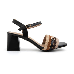 Sandalo crochet multicolore - NERO