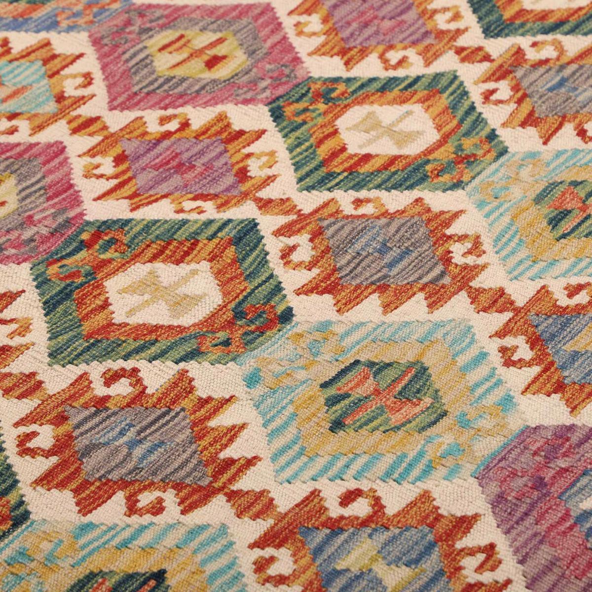 Tapis kilim ethnique en laine naturelle, tissé plat artisanal