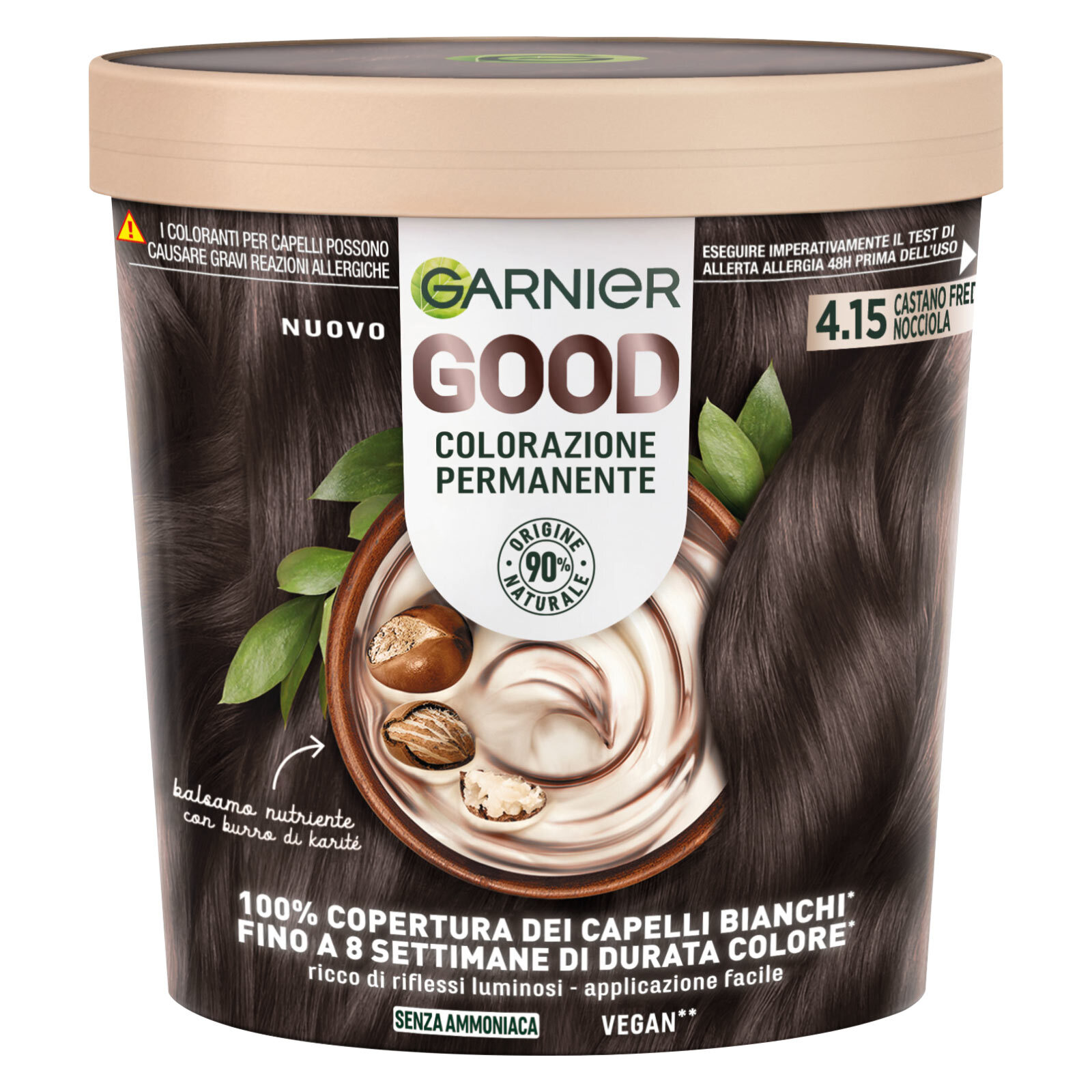 Tinta Capelli 4.15 Castano Freddo Nocciola Colorazione Permanente Good Senza Ammoniaca con Balsamo Nutriente