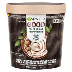 Tinta Capelli 4.15 Castano Freddo Nocciola Colorazione Permanente Good Senza Ammoniaca con Balsamo Nutriente