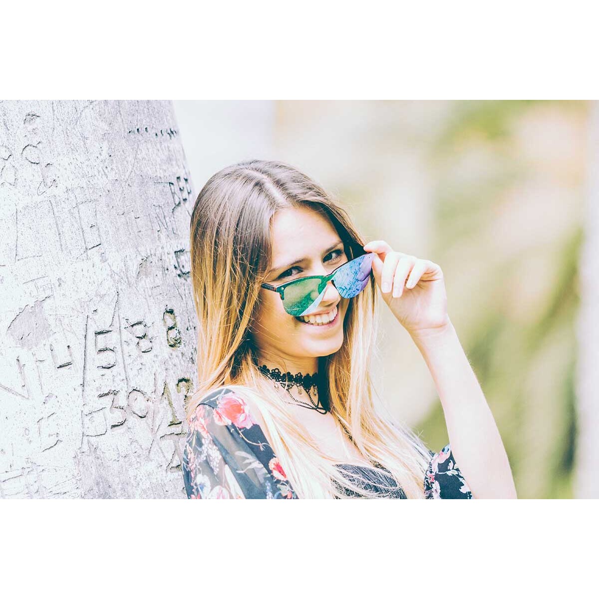Gafas de sol PALO ALTO AMALFI - Marrón demi mate / Plana verde revo