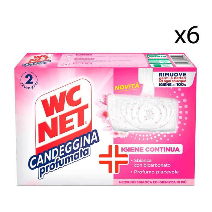 6x WC Net Candeggina Profumata Detergente Solido per il WC Igiene Continua - 6 Confezioni da 2 Tavolette