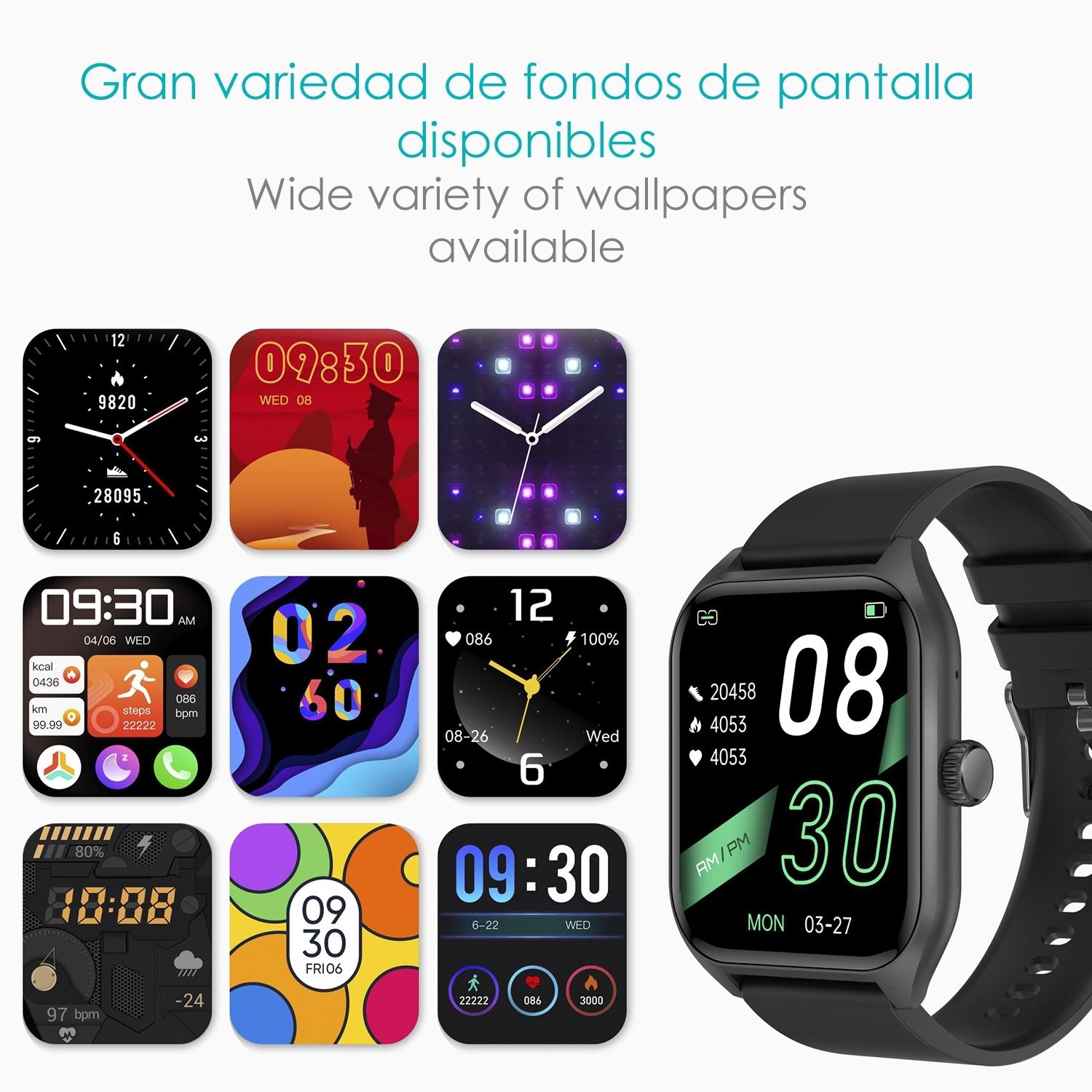 DAM Smartwatch Qx5 con pantalla de 1,96 pulgadas. Llamadas Bluetooth, más de 100 modos deportivos, monitor de glucosa y de tensión.