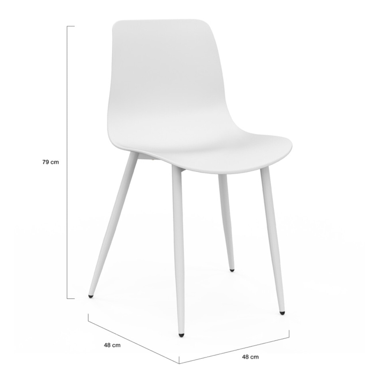 Chaises Nala blanches et pieds métal - lot de 6