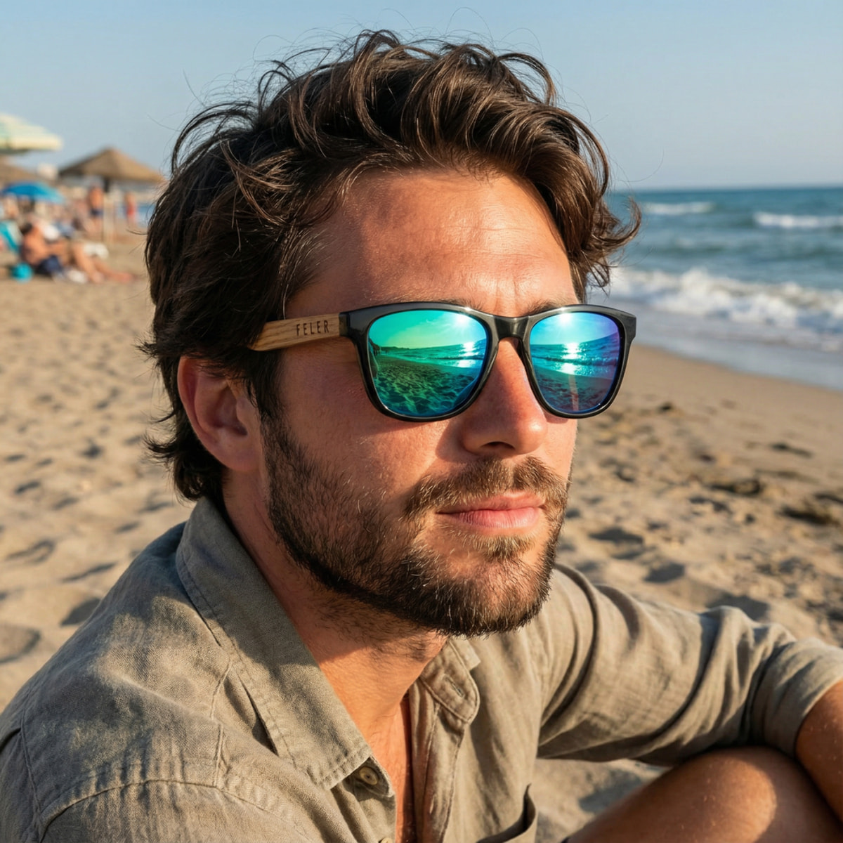 Gafas de Sol Feler 1505M-1 - GREEN Polarizadas de Madera Unisex 52 mm