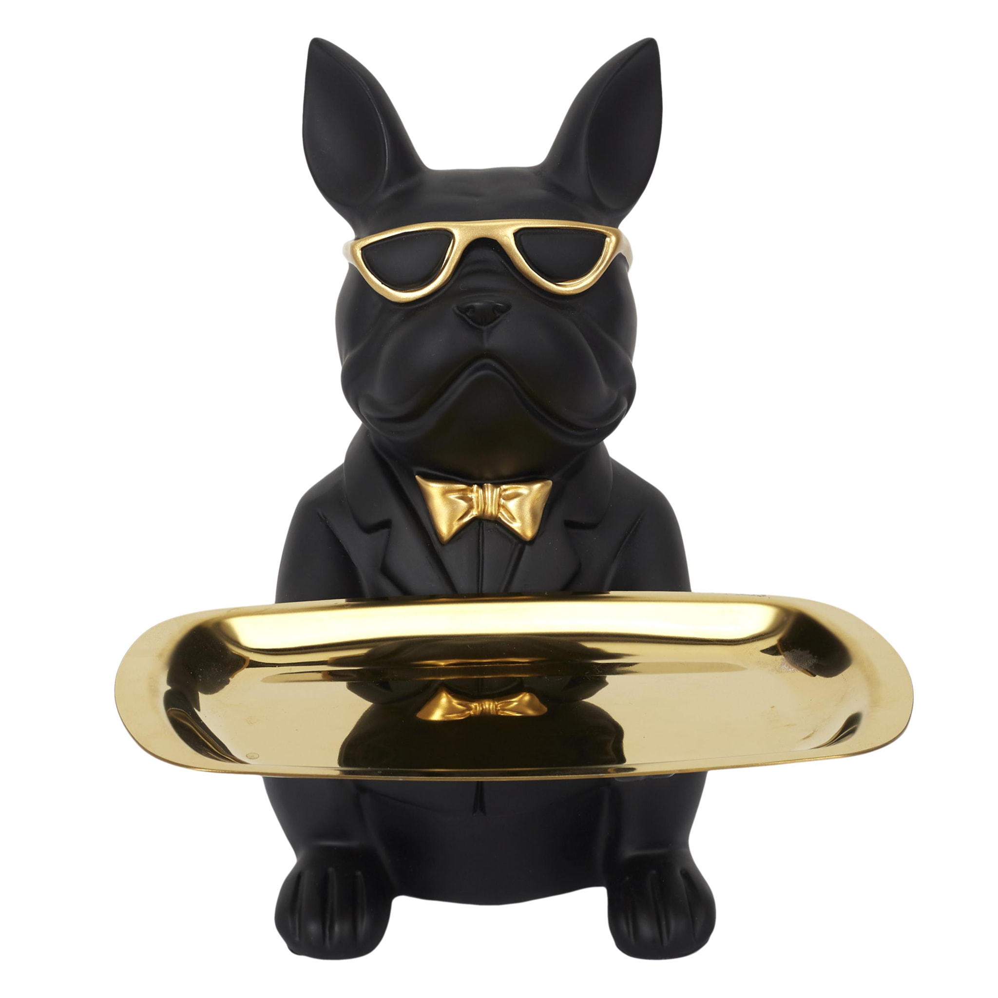 SCULPTURE DECO BULLDOG NOIR VIDE POCHE 21CM M4