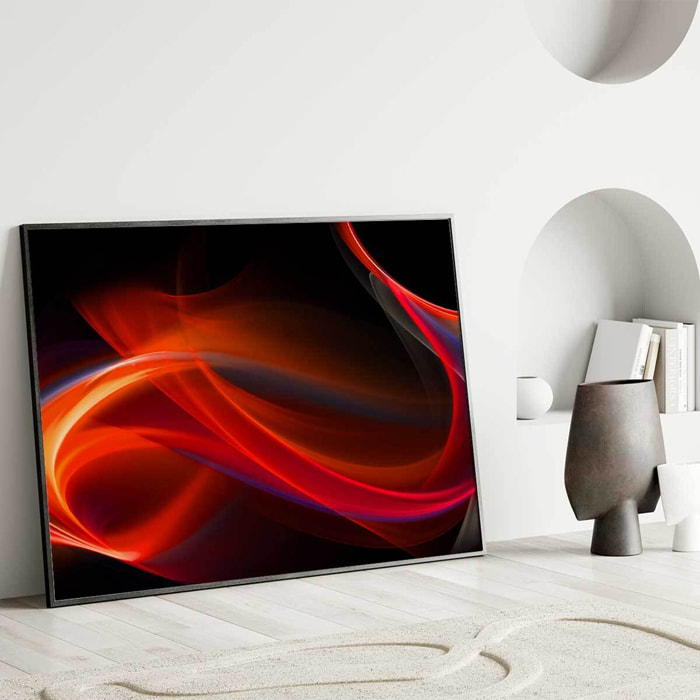 Affiche encadrée art abstrait rouge intense Affiche + cadre en métal - Noir