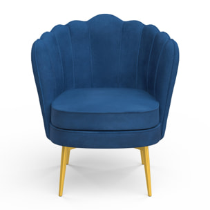 Fauteuil Arielle - Bleu / pied doré