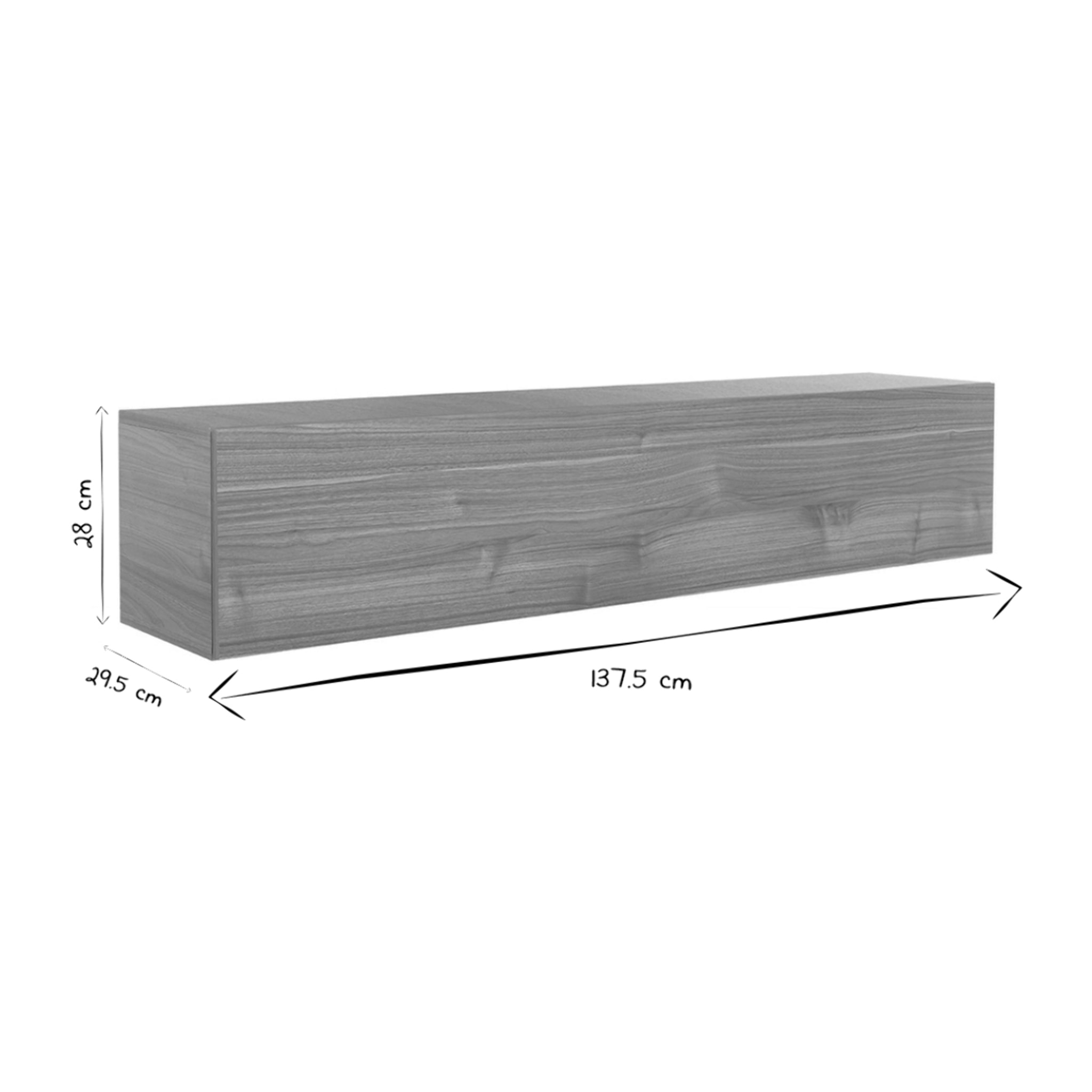 Élément mural TV horizontal finition bois foncé noyer L137.5 cm ETERNEL