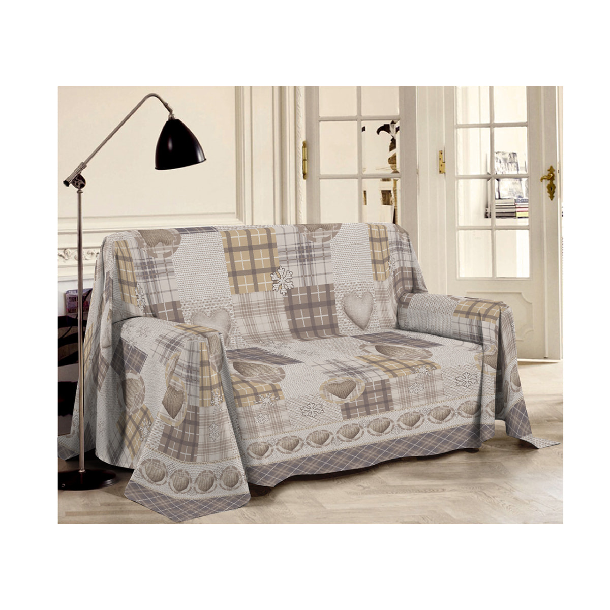 Telo Arredo Multiuso Copritutto 100% Cotone Love Mountain Beige