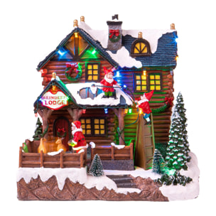 Casa Di Babbo Natale Con Luci, Musica E Movimento. Altezza 25,5 Cm - Pezzi 1 - 25,5X25X21cm - Colore: Altro - Bianchi Dino - Articoli Natalizi