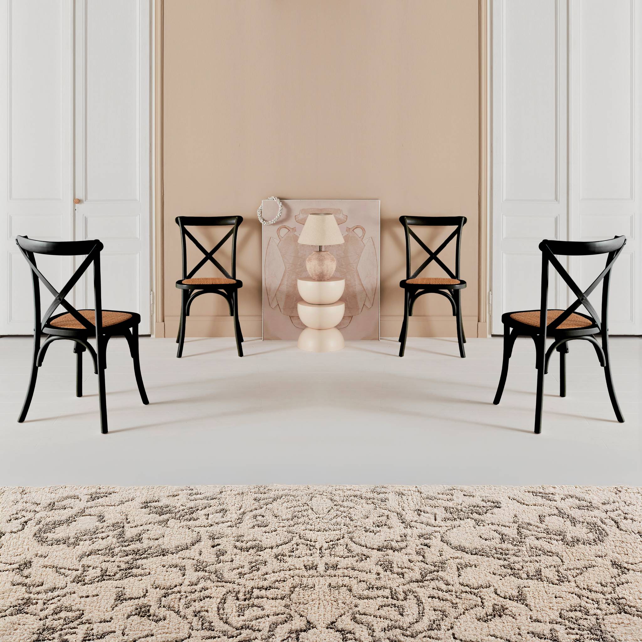 Chaise de bistrot vintage bois (lot de 4) BELLEVILLE