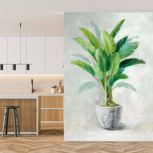 Papier peint exotique plante tropicale alpinia en aquarelle Intissé