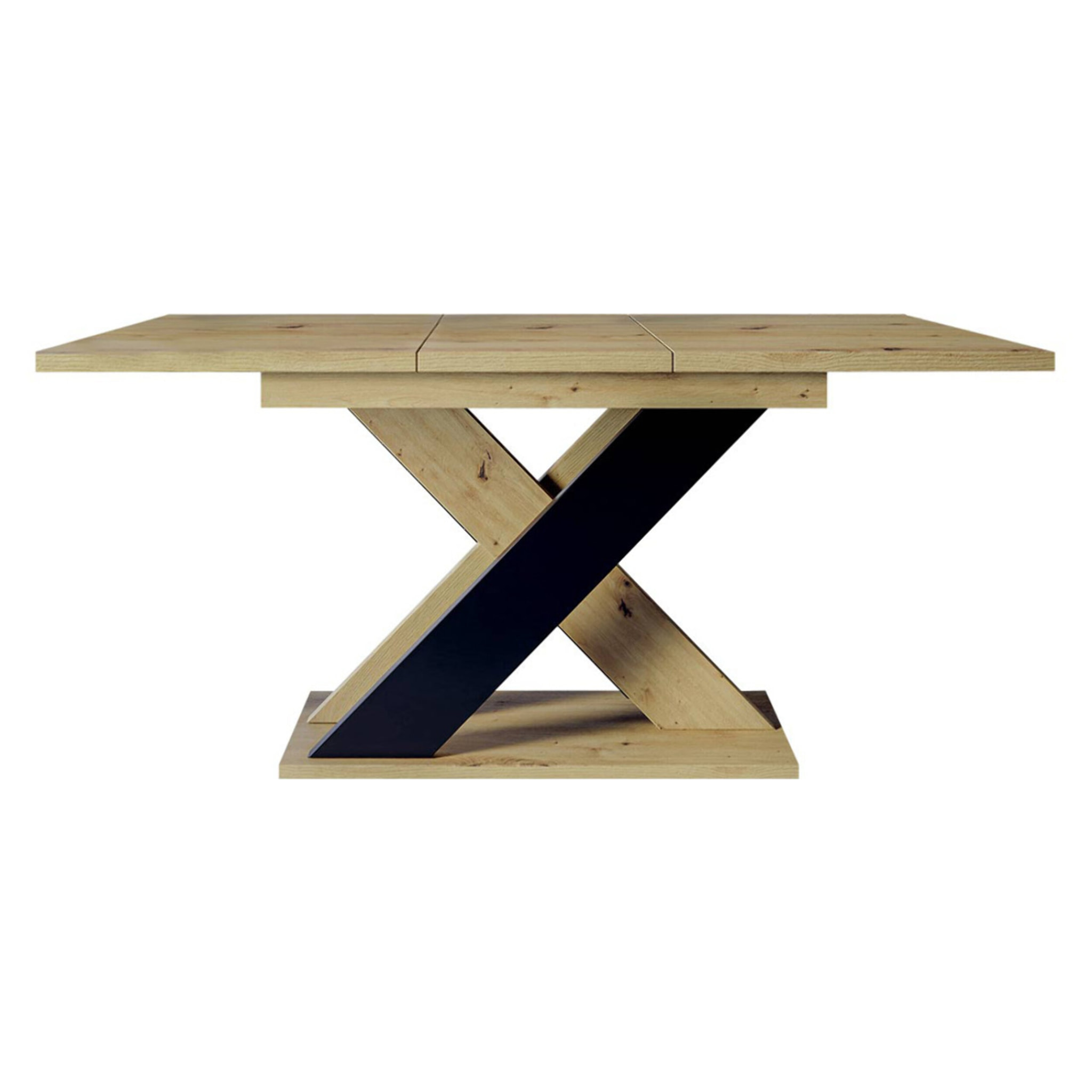 Tosca - table à manger extensible - aspect chêne clair et noir - 4 à 6 personnes - Bois / Noir