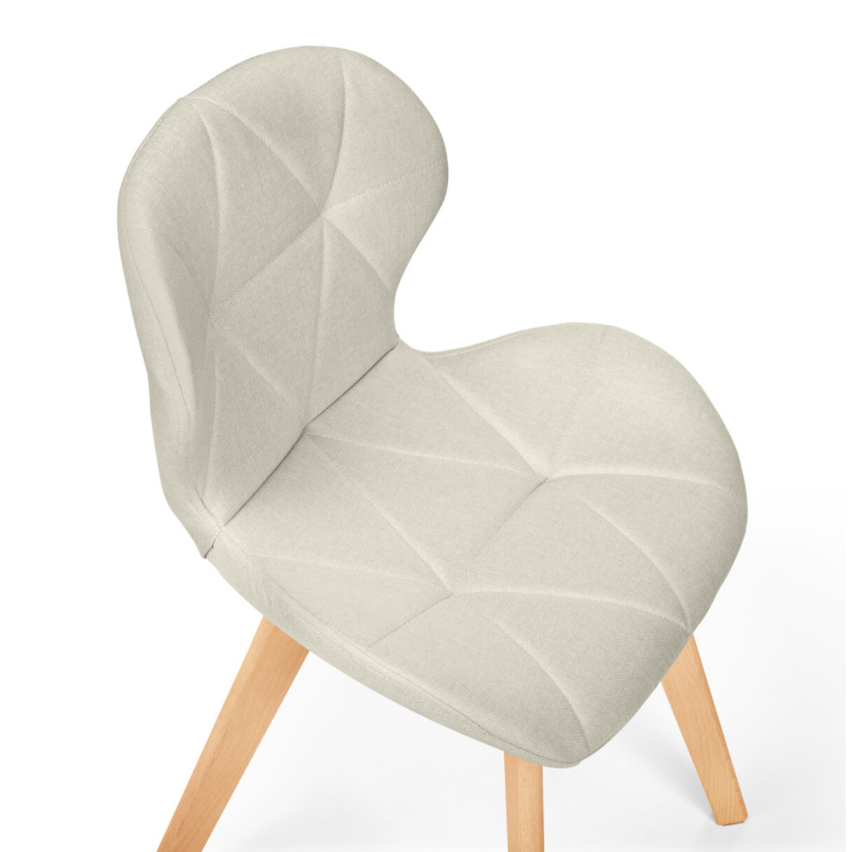 Chaises Gatsby en tissu beige et pieds bois - lot de 2