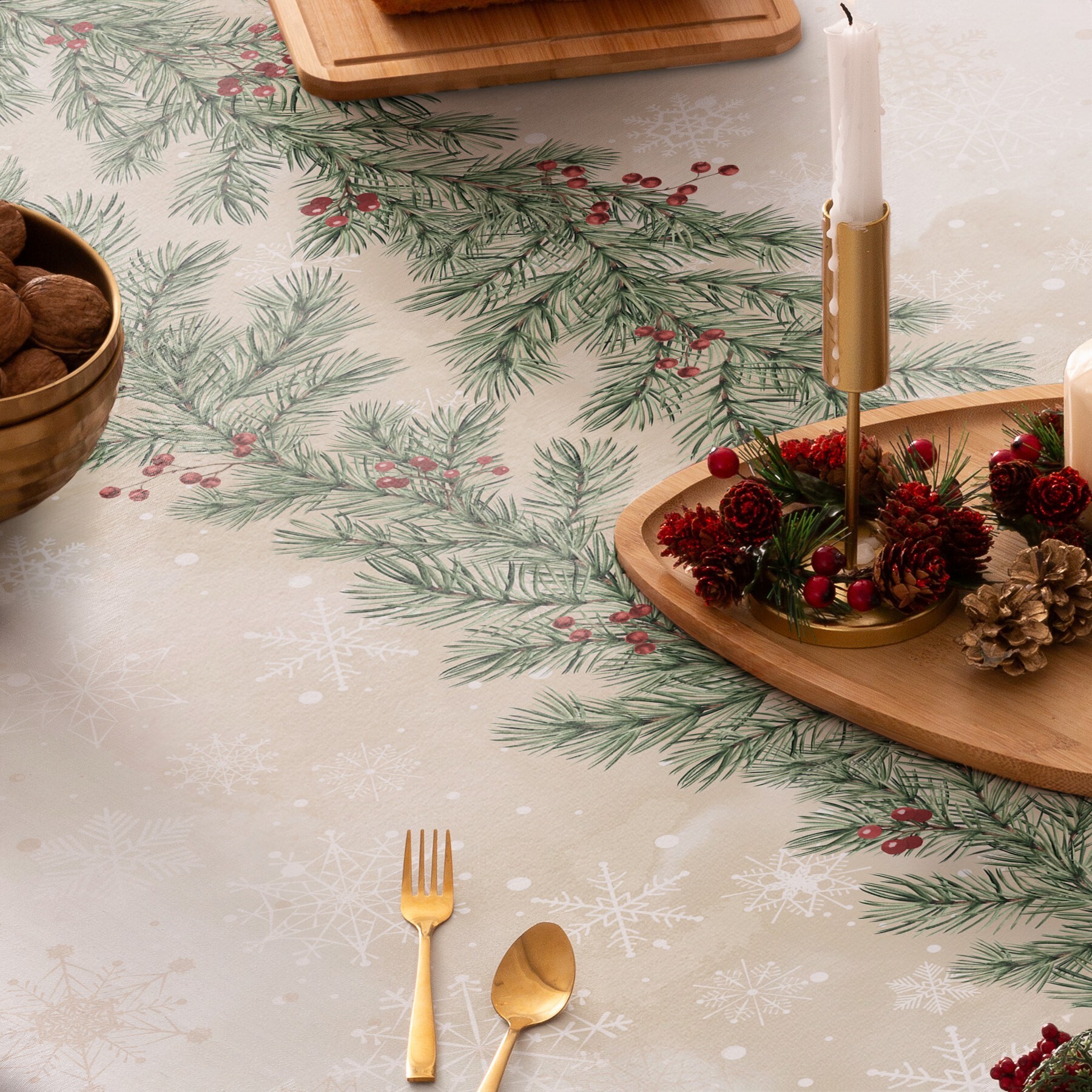 Nappe de Noël en coton155x300 cm