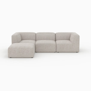 Canapé modulable en tissu beige 3 places avec pouf - Hestia