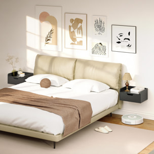 Set de 2 Mesillas de Noche de Pared Mesitas de Noche Flotantes con 1 Cajón para Dormitorio Habitación Hogar Diseño Sencillo 40x30x19,5 cm Negro