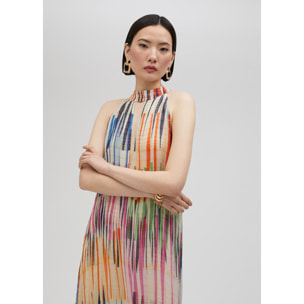 Vestito lungo stampa multirighe