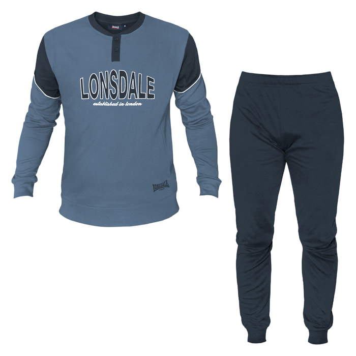 Pigiama Uomo LONSDALE Caldo Cotone Interlock Manica Lunga