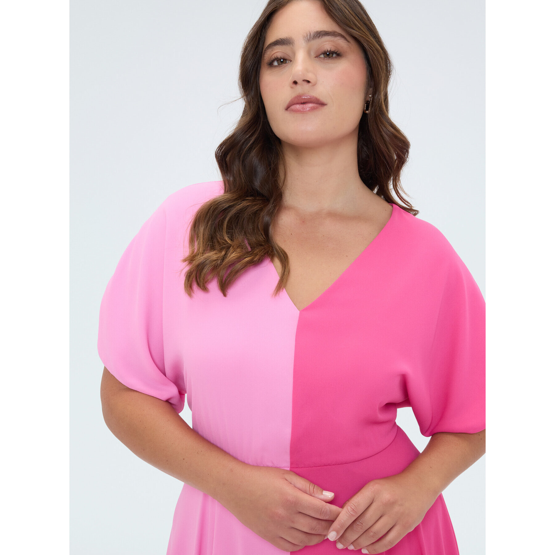 Fiorella Rubino - Vestido largo color block - Rosa