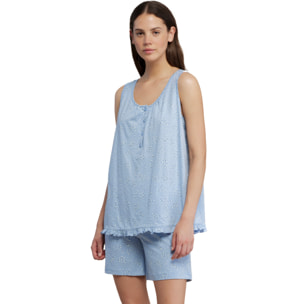Pigiama donna top spalla larga e pantalone corto cotone tuly Noidinotte
