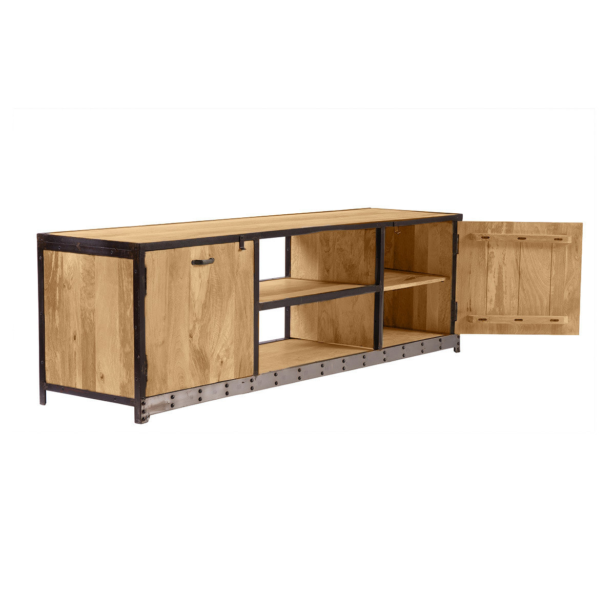 Meuble TV industriel en bois manguier massif L178 cm INDUSTRIA