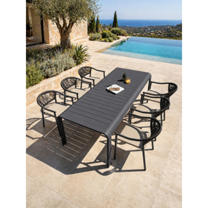 HANOI - Ensemble repas de jardin en aluminium 6 places coloris anthracite