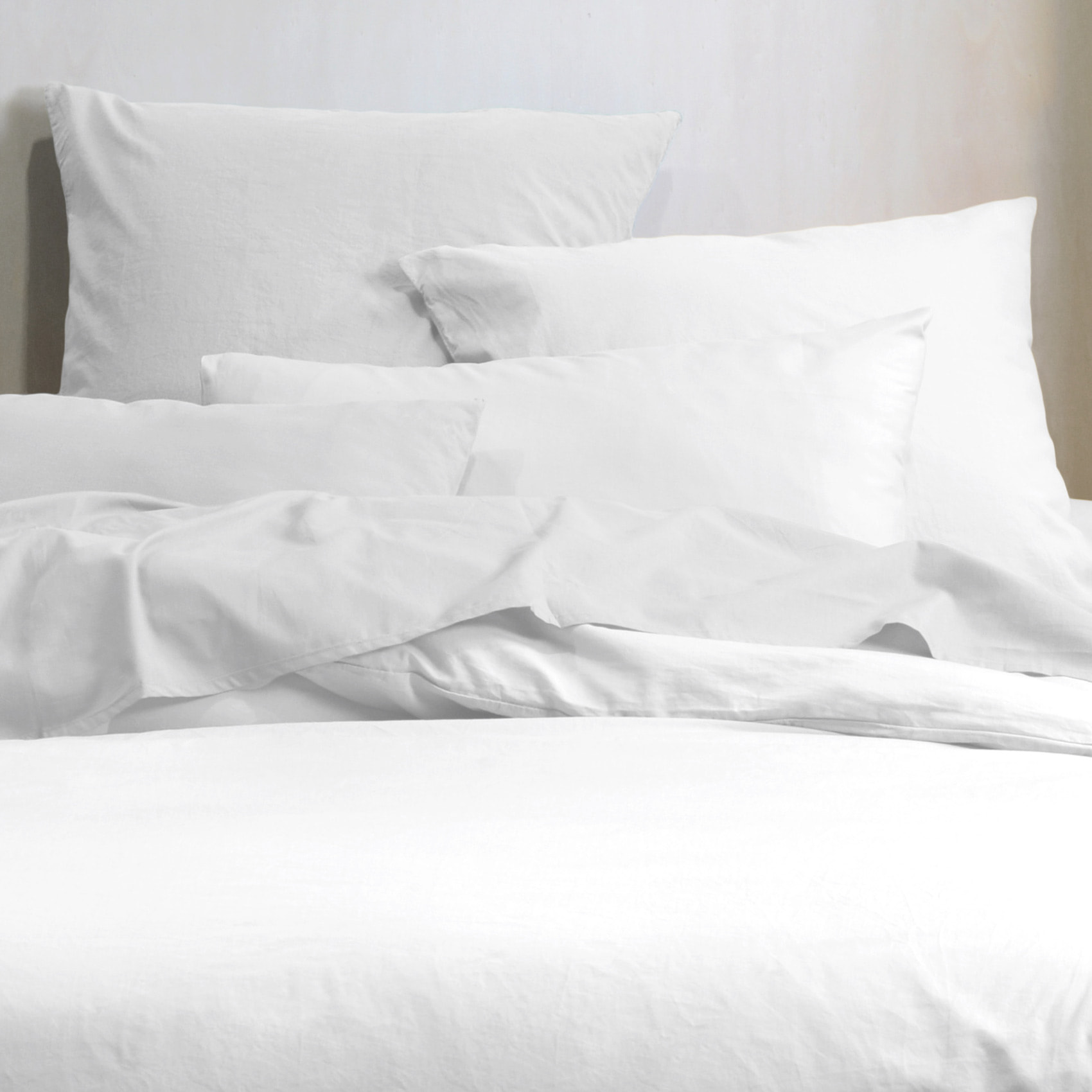 Taie d'oreiller unie en coton bio - Blanc