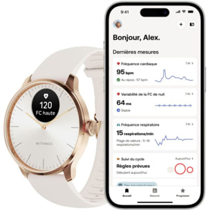 Montre santé WITHINGS Scanwatch Light Rose Gold