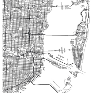 Affiche graphique miami usa Affiche + cadre en bois - Noir