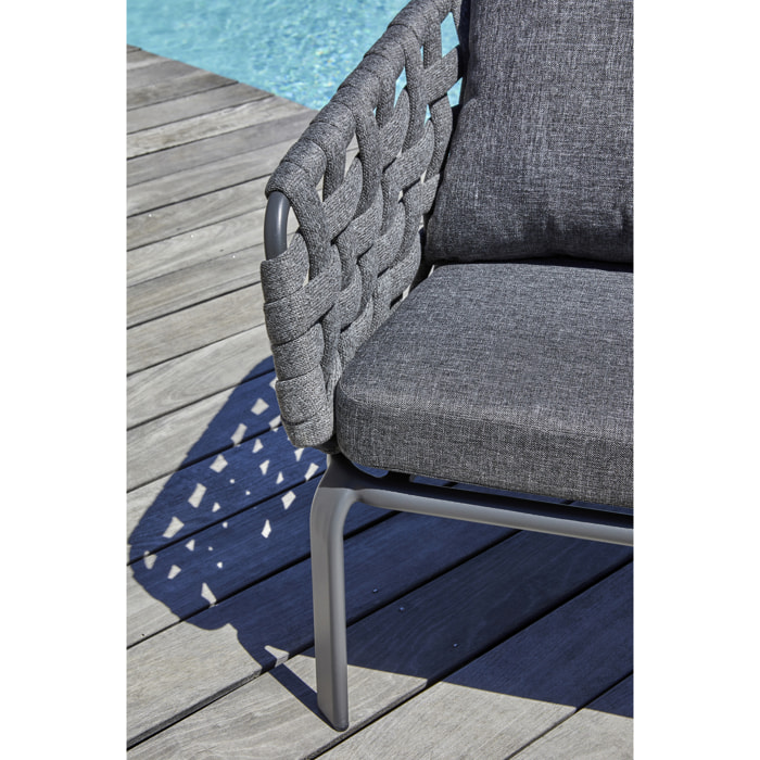 CAMARGUE - Salon de jardin 4 places en corde tissée et aluminium