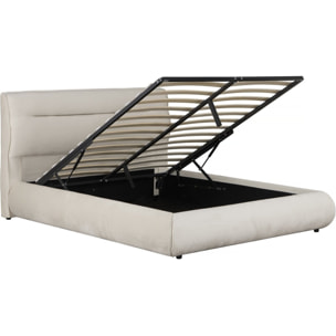Lit double avec coffre en velours "Chamonix" - 160 x 200 cm - Beige