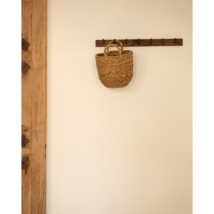 Colgador de pared de madera maciza en tono nogal de 61x5cm Alto: 5 Largo: 61 Ancho: 1.4