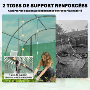Serre tunnel de jardin - 12 m² - bâche PE 140 g/m² - 2 portes et 8 fenêtres - 295x400x200cm - bâche PE 140 g/m² - vert