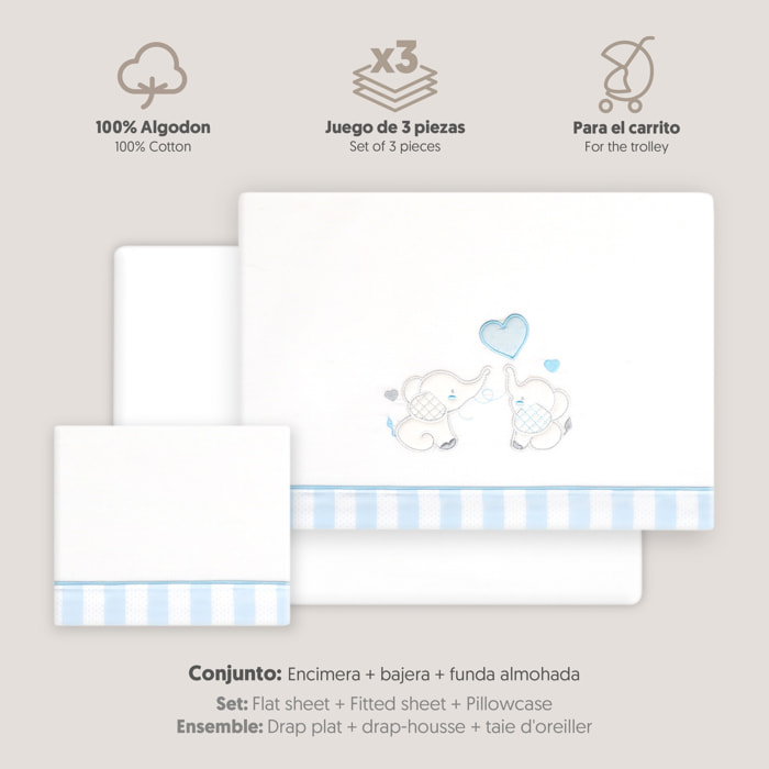 Triptico Coche Parejita Elefante Bco/Azul