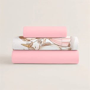 Juego de Sábanas Estampadas - Infantil - 100% Algodón - Incluye 1 Funda de Almohada + 1 Sábana Bajera - Martina