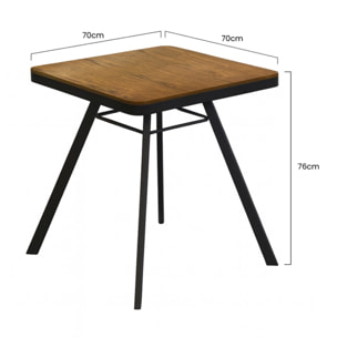Tavolo per interni Industrial 70x70x76 cm in metallo e MDF frassino